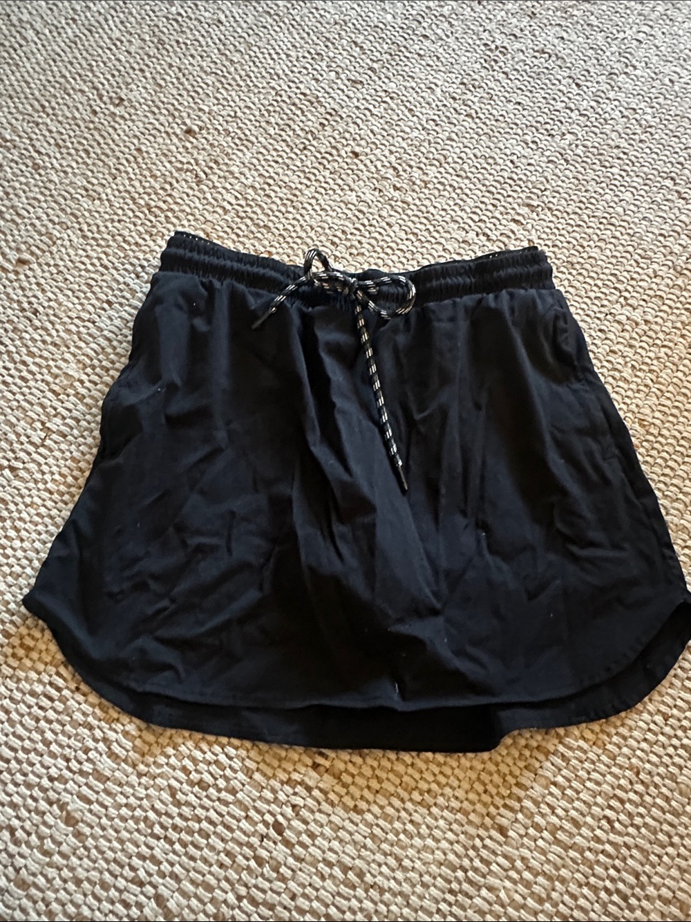 Free People Black Drawstring Mini Skirt
